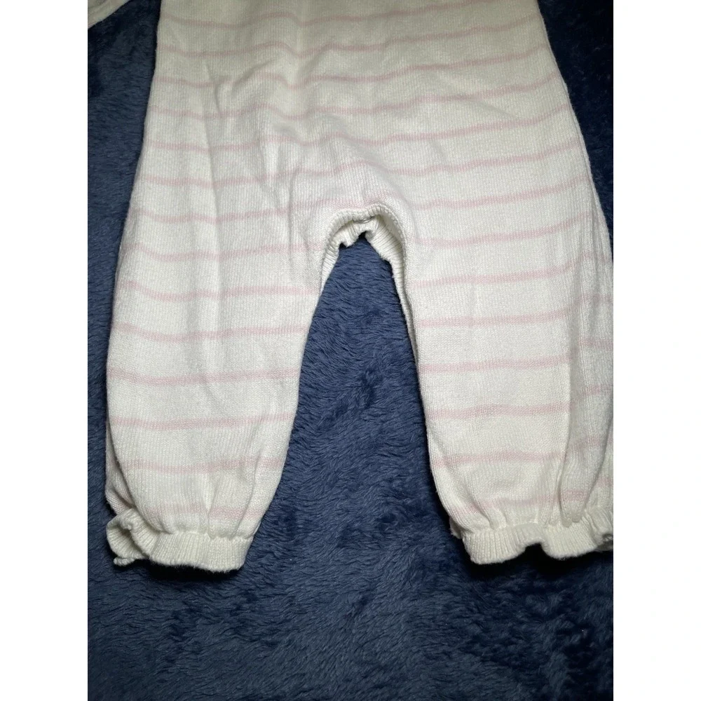 Mud Pie Pink Stripe Bow Converter‎ Coverall Romper Outfit Long Sleeve 3-6 months